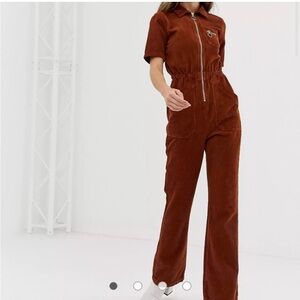 ASOS DESIGN corduroy 70’s flare jumpsuit utility